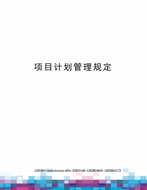 项目计划管理规定