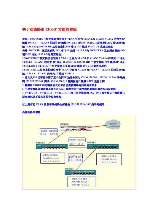 关于三层交换机加NAT加动态路由EIGRP实验(修改过的)