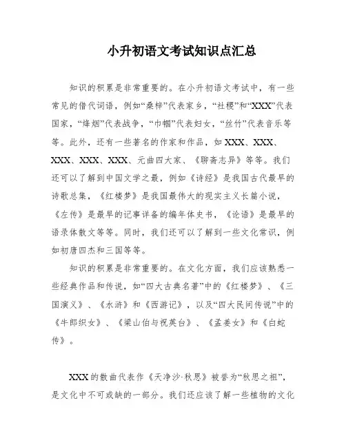 小升初语文考试知识点汇总