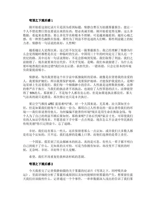 穹顶之下观后感初中生作文