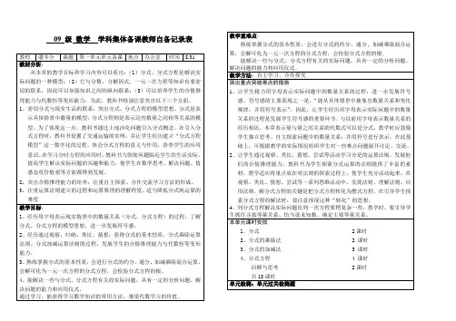 初三数学第一章分式单元备课教案3