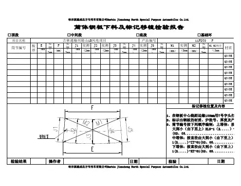 钢板下料及标记移植记录