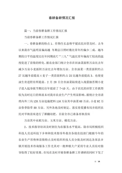 春耕备耕情况汇报