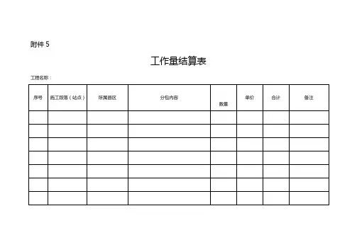 工作量结算表