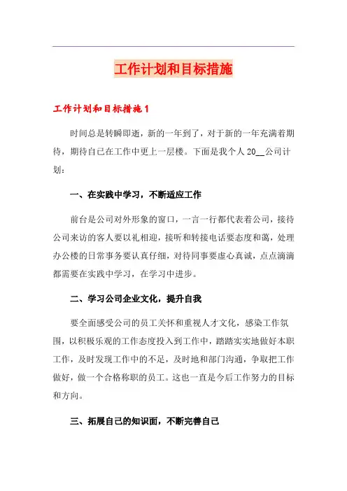 工作计划和目标措施