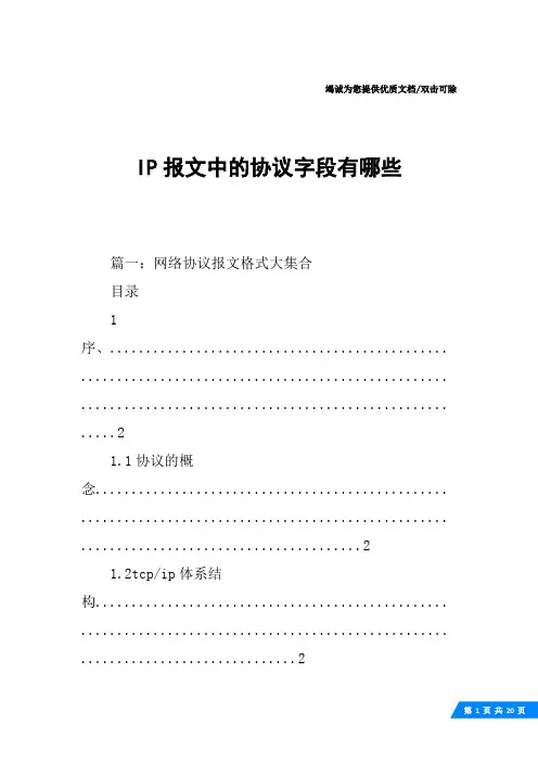 IP报文中的协议字段有哪些