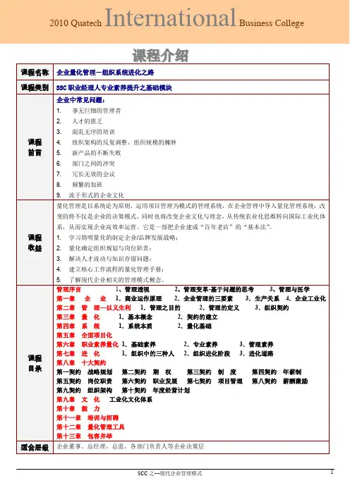 夸克企业量化管理-组织系统进化之路课程介绍