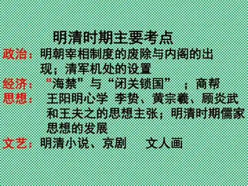 人民版历史高考二轮复习中国通史复习(明清史)