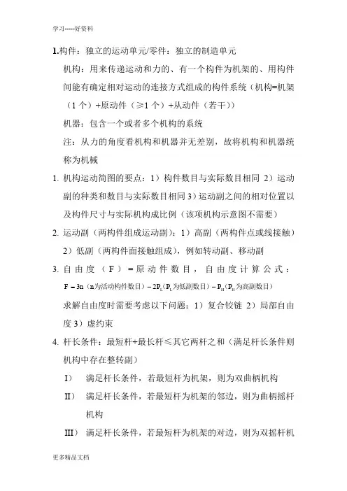 机械设计基础知识点总结汇编