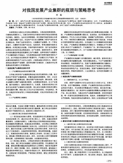对我国发展产业集群的瓶颈与策略思考