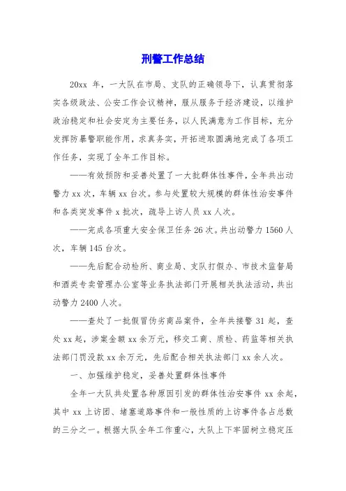 刑警工作总结