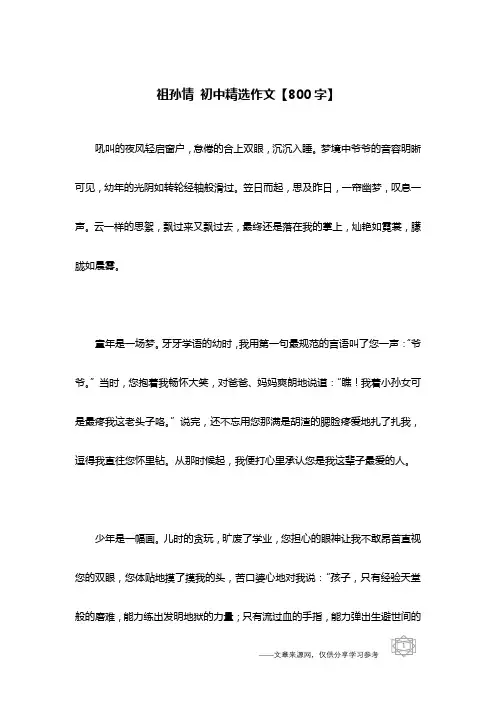 祖孙情 初中精选作文【800字】