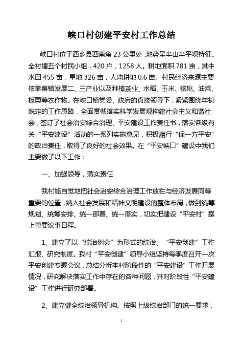 平安村建设总结
