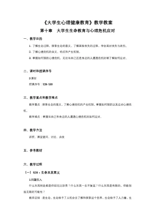 大学生心理健康-教学教案-第十章