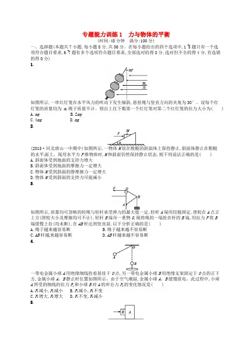 高考物理二轮复习 专题能力训练 专题一 力与物体的平衡