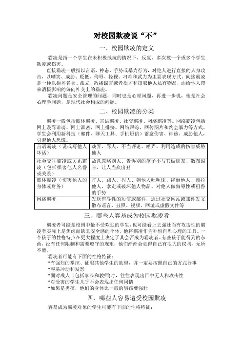 对校园欺凌说“不”