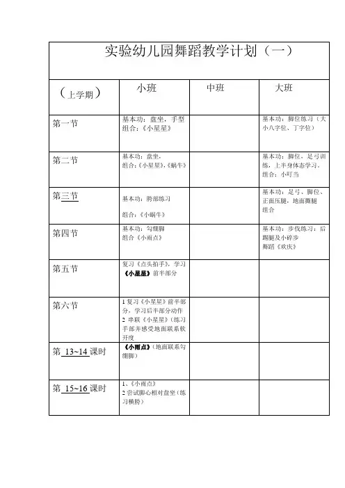实验幼儿园舞蹈教学计划