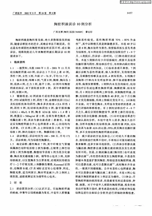 胸腔积液误诊10例分析
