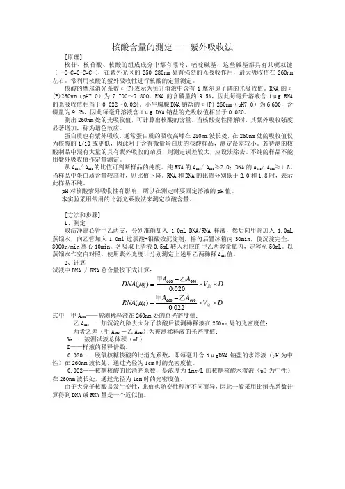 核酸含量的测定——紫外吸收法 2