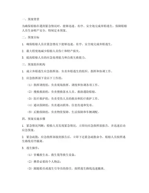 弃船逃生应急预案范文