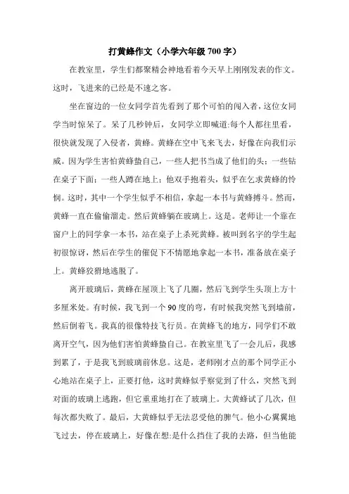 打黄蜂作文(小学六年级700字).doc
