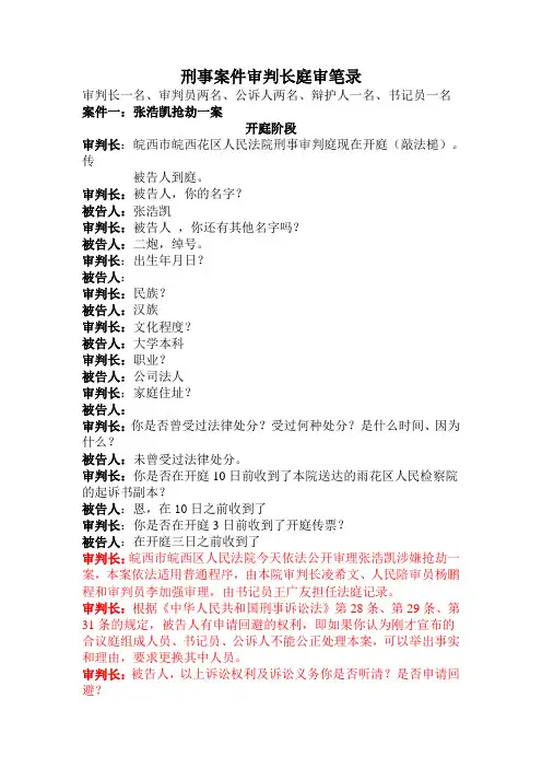 本案审判长庭审笔录