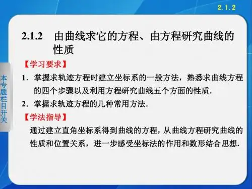 2013-2014学年 高中数学 人教B版选修2-1精要课件 由曲线求它的方程、由方程研究曲线的性质