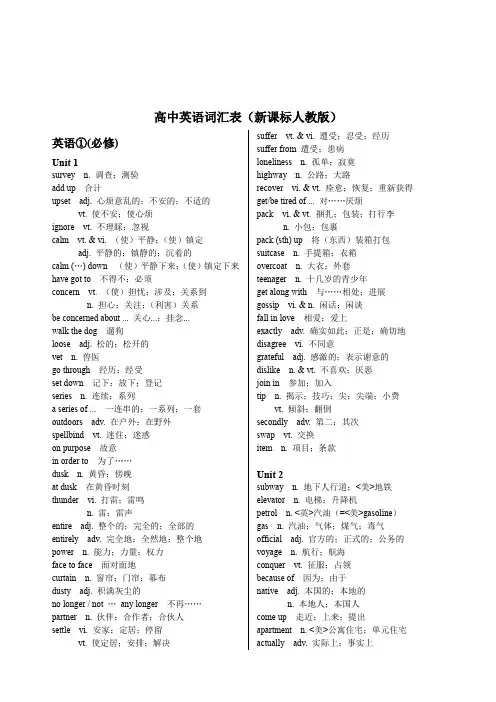 新课标人教版高中三年英语单词汇总文档