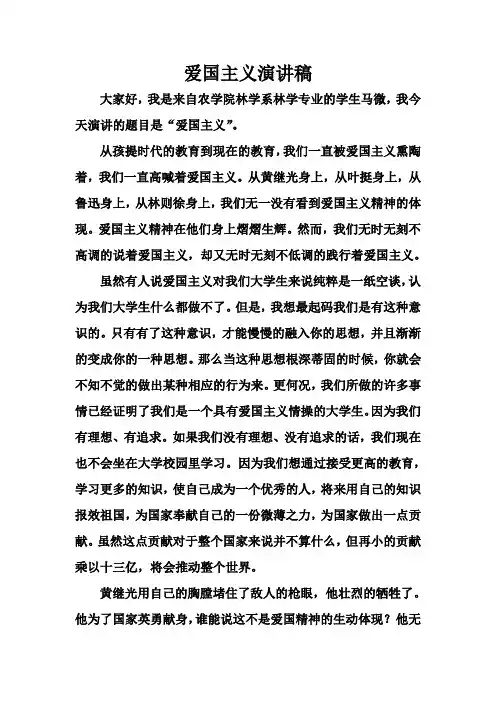 爱国中文演讲稿