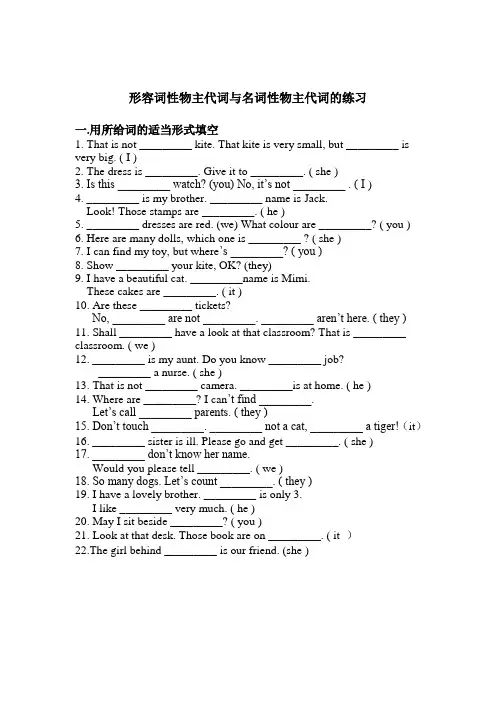 名词性物主代词和形容词性物主代词的用法
