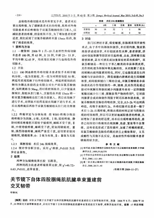关节镜下自体四股腘绳肌肌腱单束重建前交叉韧带