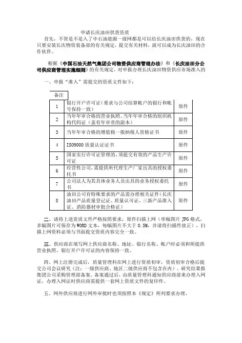 长庆油田申请资质其实不难!