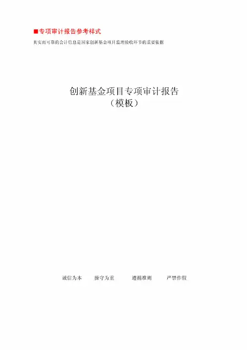 创新基金项目专项审计报告(模板)(20200917213105)