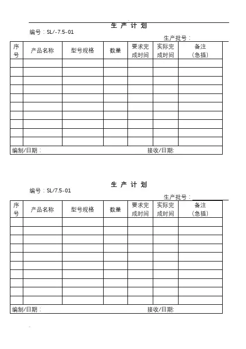 生产计划通知单
