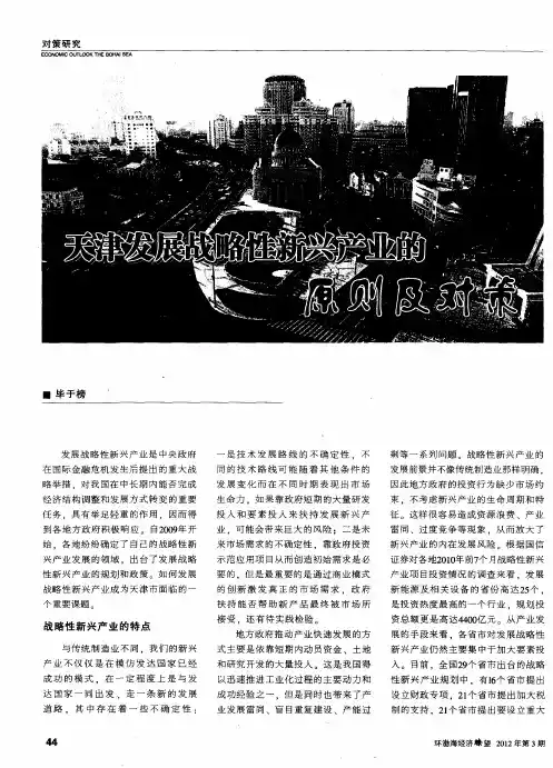 天津发展战略性新兴产业的原则及对策