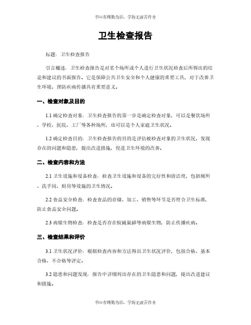 卫生检查报告