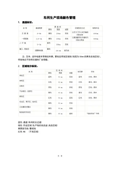 汽车零部件企业生产车间划线标准及颜色管理
