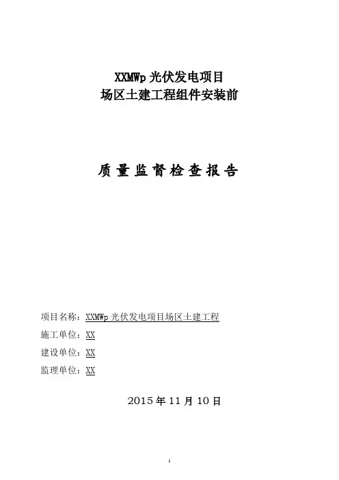 2、光伏并网发电项目组件安装前质量监督检查报告