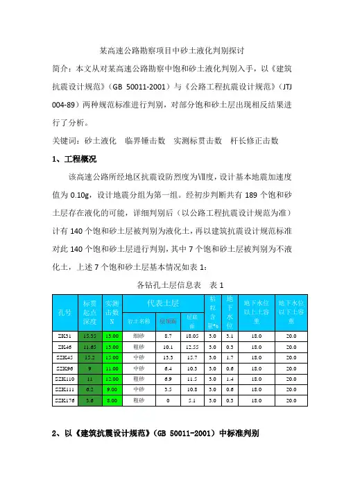 某项目砂土液化分析报告-2003