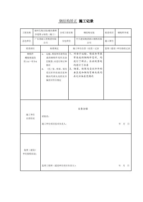 钢结构矫正 施工记录.doc钢结构