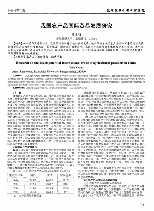 我国农产品国际贸易发展研究