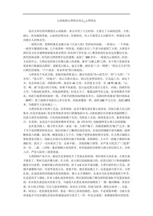 云南旅游心得体会范文_心得体会