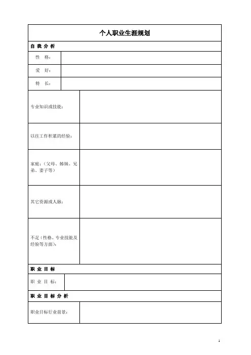 个人职业生涯规划模板
