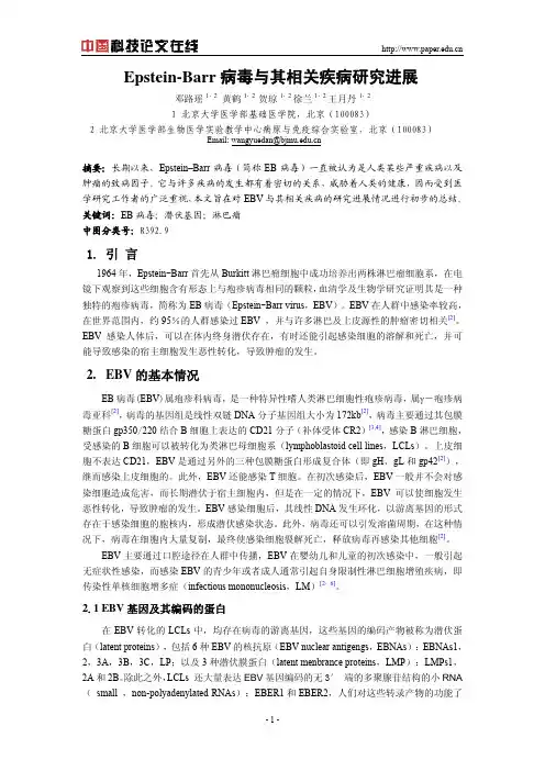 Epstein-Barr病毒与其相关疾病研究进展