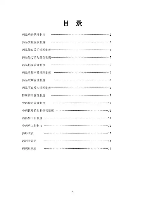 医院药房制度,药房工作职责