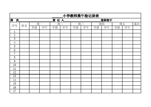 小学教师晨午检记录表
