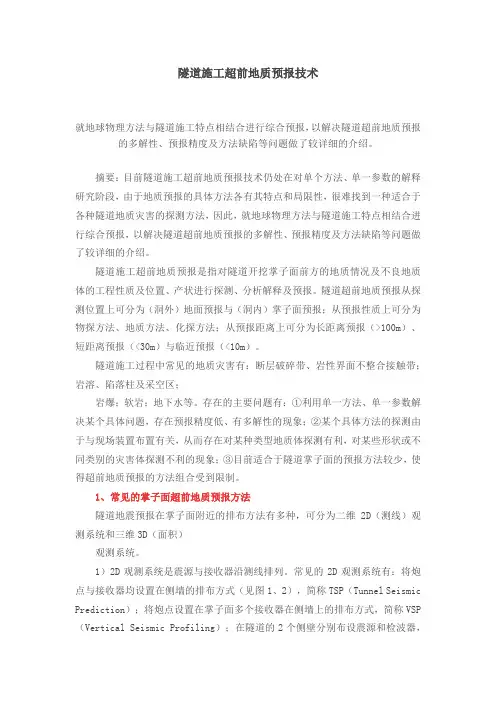 隧道施工超前地质预报技术