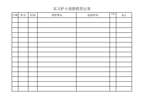 实习护士请销假登记表