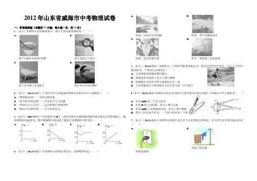 2012年山东省威海市中考物理试卷(试卷样式带解析)