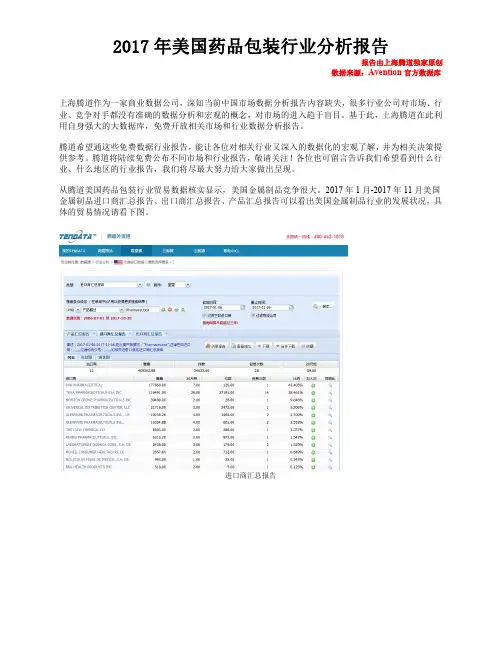2017年美国药品包装行业分析报告